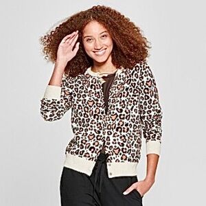 A New Day Beige Black Cheetah Print Button Up Cardigan